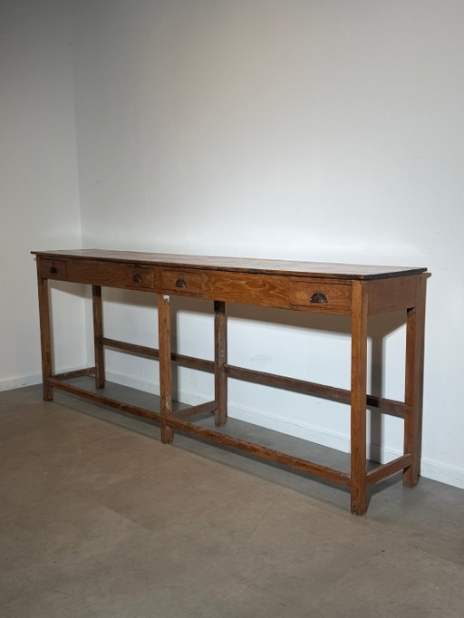 Antieke massief eiken consoletafel met vier lades – bijzettafels (photo 2 of 8)