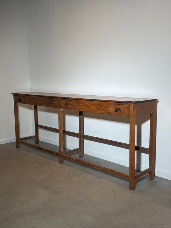 Antieke massief eiken consoletafel met vier lades – Bijzettafels (photo 2 of 8)