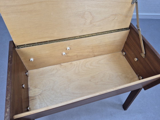 Vintage teak wood sewing thread/supplies table/cabinet. – Side tables (photo 11 of 13)
