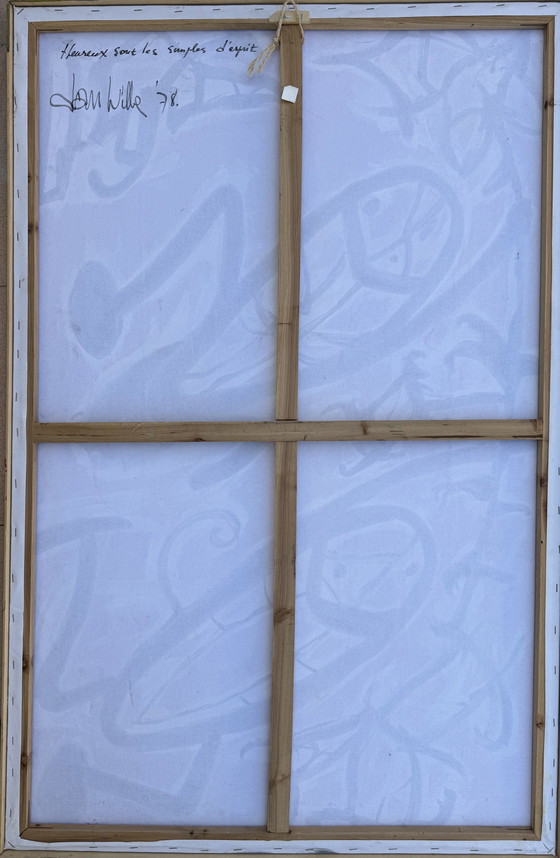 Image 1 of Jan Wille ( 1959 ) Groot schilderij op doek / Art Brut