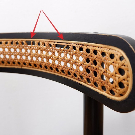 Image 1 of Set of 3 vintage Thonet-style bar stools in bentwood and caning