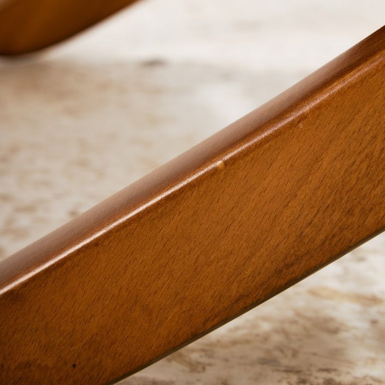 Image 1 of MK11199 Poltrona in faggio con rivestimento in pelle