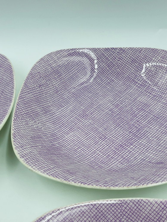 Image 1 of Set di 6 piatti fondi Boch La Louvière – Motivo Seduction 1962 – Vintage belga