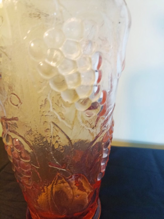 Image 1 of Vintage Italian Empoli vase - pink pressed glass (60-70) - 32 cm high