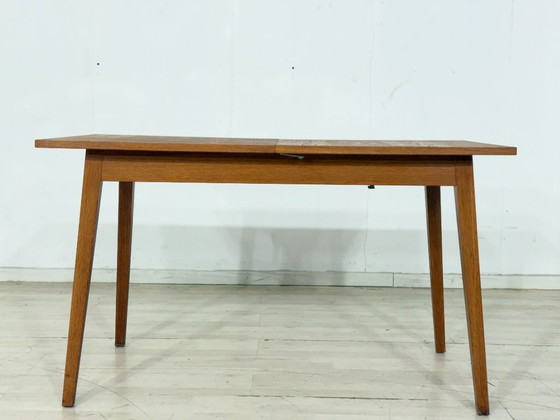 Image 1 of Scandinavian vintage kitchen dining table, oak – extendable – top freshly restored
