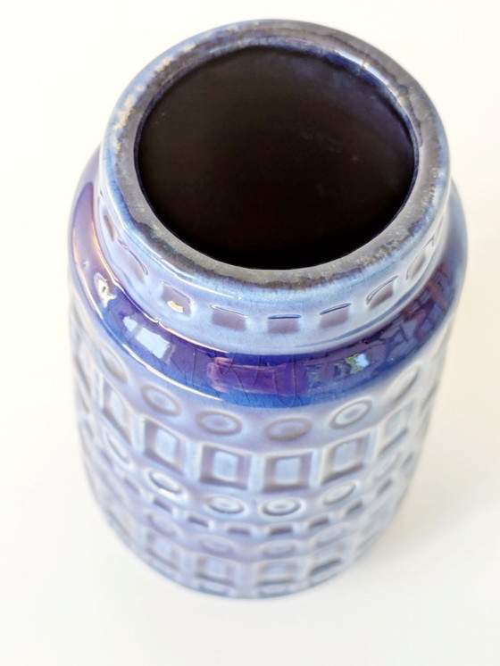 Image 1 of Vaso in ceramica Scheurich di metà secolo | Inka Decor Denim Blue | Germania Ovest