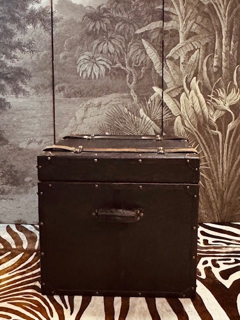 Image 1 of CAJA DE CUERO SINTÉTICO, COFRE, MESA AUXILIAR, CAJA DE ALMACENAMIENTO, ESTILO COLONIAL BRITÁNICO