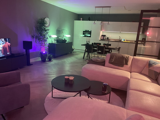 Image 1 of Pantini hoek bank leer/stof combinatie 