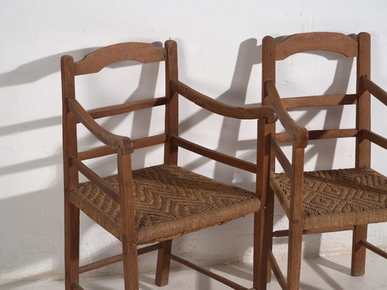 Antique oak armchairs (c.1900). Set of 2 pieces – Rustic (photo 12 of 40)