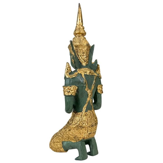 Set Guardiani del Tempio Thai Thepanom – Coppia di Figure Patinate Oro – Sculture (photo 16 of 21)