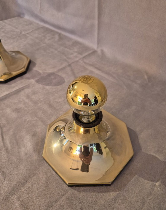 Image 1 of Lot de 2 lampes murales/plafonniers Motoko Ishii 6606/09 style « ère spatiale » pour STAFF Leuchten, Allemagne, années 1970