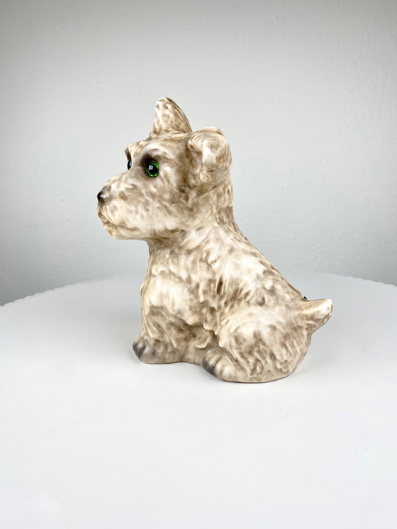 Image 1 of Vintage 1970 Duitse Witte Terrier Hond Lamp door Goebel - Westie Parfum Dispenser Tafellamp - Retro Dieren Tafellamp