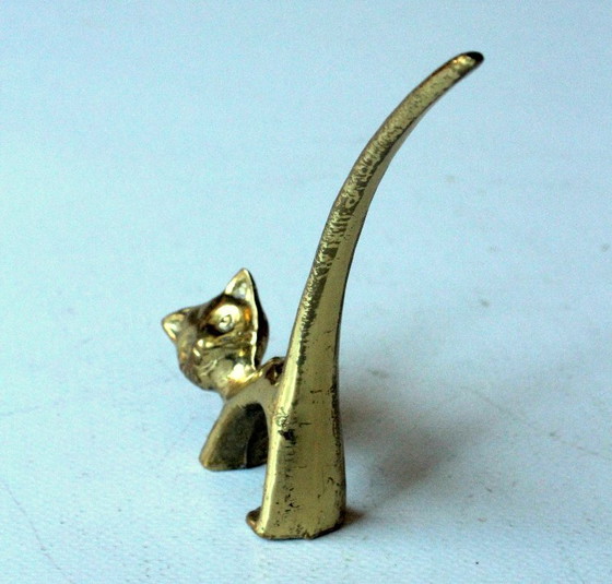 Messing Kat Ringhouder - Briefopener - Vintage, Decoratieve objecten, Gold (foto 5 van 7)