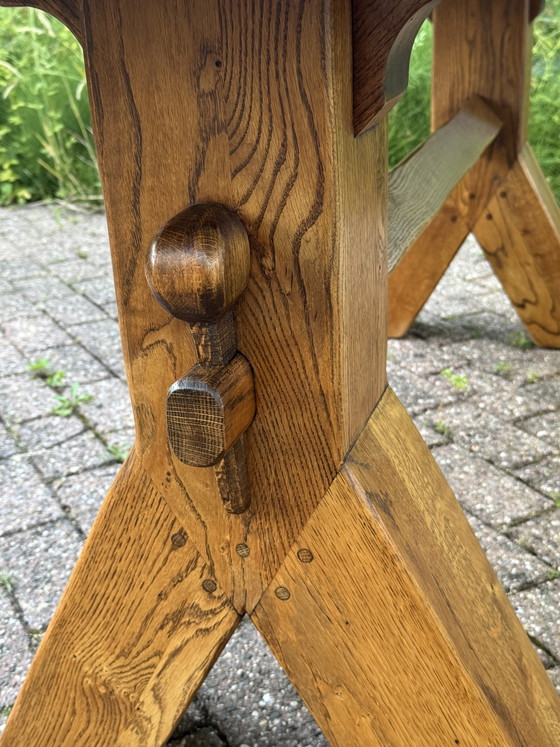 Image 1 of Brutalist oak dining table by De Puydt