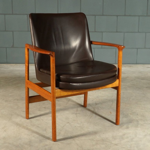 Poltrone vintage – Ib Kofod Larsen – Fröscher – anni '60 – fauteuils, Leather, Wood (photo 2 of 16)
