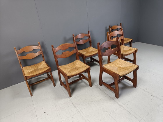 Image 1 of Vintage Oak And Wicker Dining Chairs, 1960S