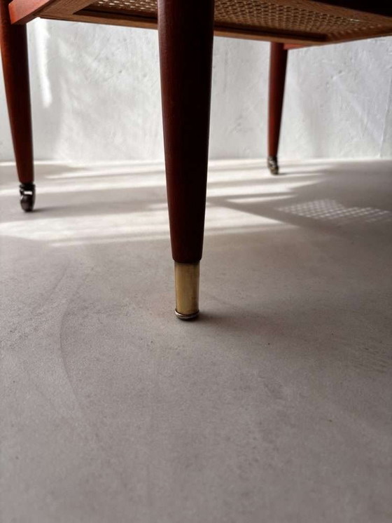 Image 1 of Swedish design side table Alberts mahogany & webbing 1960s