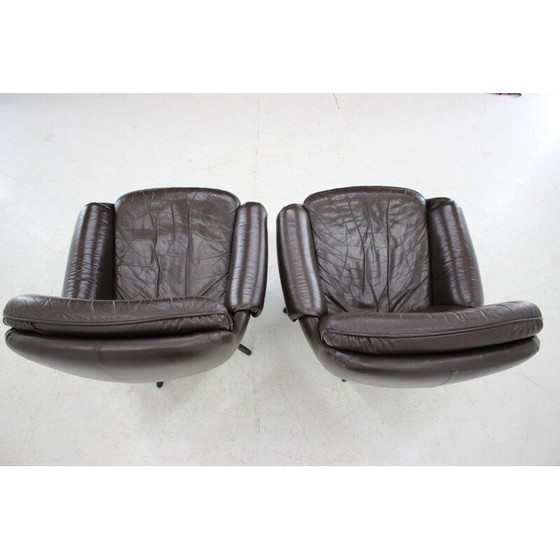 Image 1 of Pair of vintage leather lounge armchairs by Peem, Scandinavia 1970