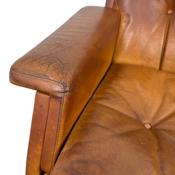 Image 1 of Set di poltrone girevoli vintage in pelle color cognac di Eugen Schmidt