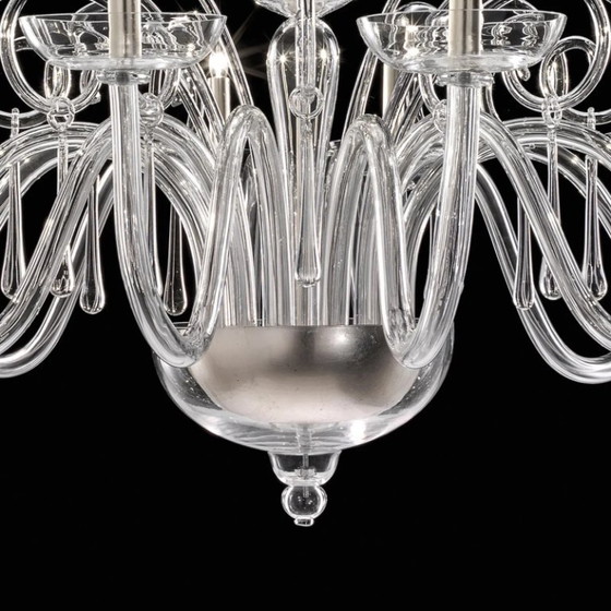Image 1 of Lámpara de araña Grand Venetian “Curls” de cristal de Murano en cristal transparente.