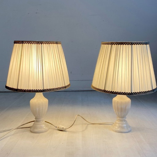 Paar Vintage-Tischlampen aus Alabaster aus den 1970er Jahren