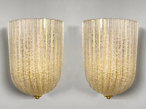 2X Wandleuchter von Barovier & Toso, Murano