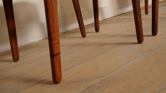 Image 1 of 6 x eetkamerstoelen | Erik Buch | Model 49 | Teak | Opnieuw gestoffeerd