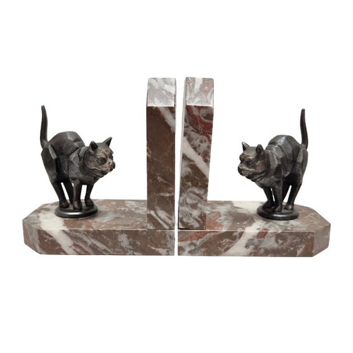 Serre-livres Art déco avec chat