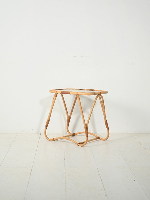 Bamboo Coffee Table with Frosted Glass