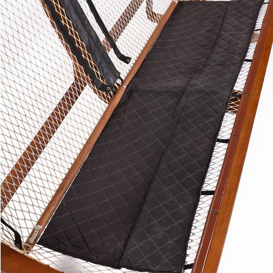 Image 1 of Divano con imbracatura T4 in pelle nera e teak, Fred Lowen per Tessa, anni '70