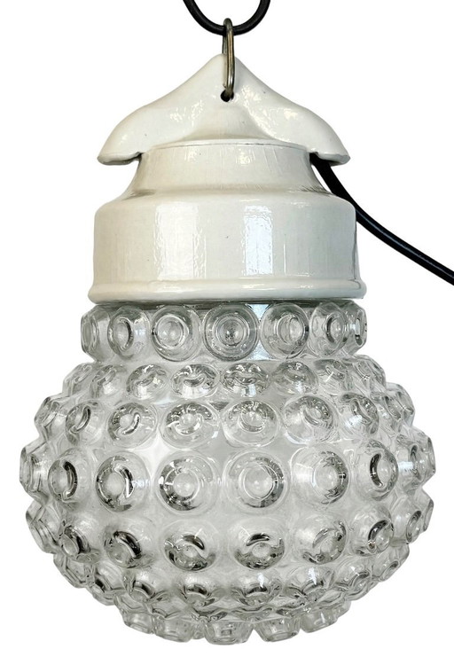 Vintage White Porcelain Pendant Light, 1970s
