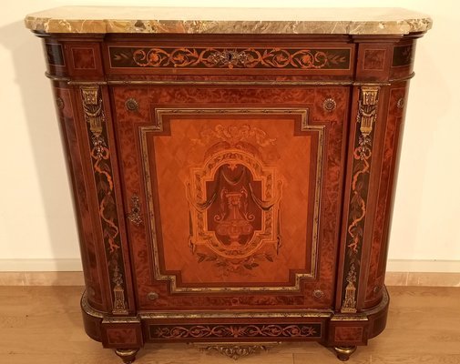 Sideboard aus Intarsienholz mit Marmorplatte, 1960er Jahre