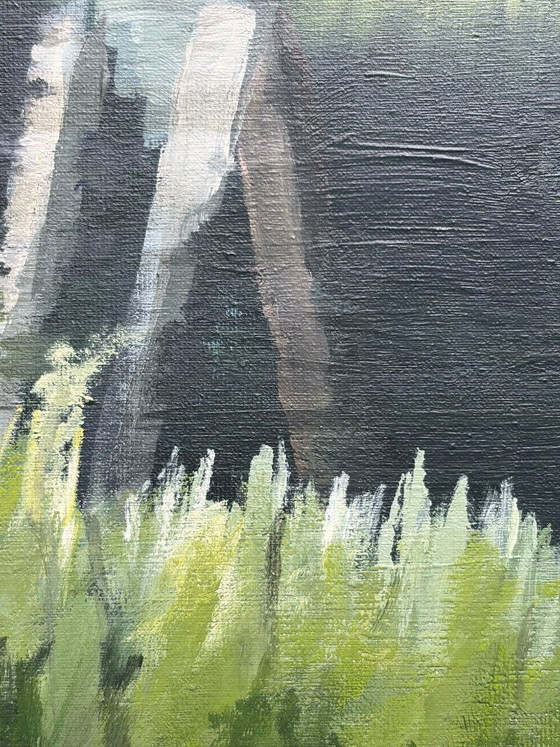Image 1 of On My Way to School II – Landscape with Pond | Acrylic on canvas