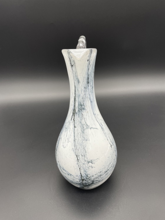 Hand-blown Art Glass Jug in White-Grey-Blue, Murano Style – Vases (photo 4 of 7)
