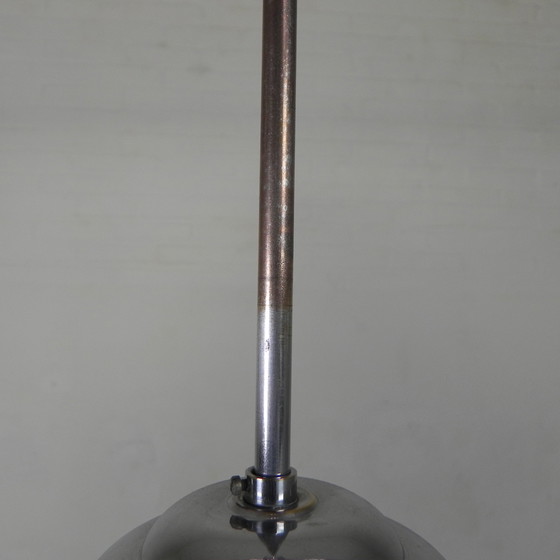 Image 1 of Lampada a sospensione Art Déco con paralume in vetro rosa, anni '30