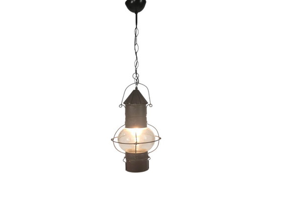 Image 1 of Lampada da nave - Lampada a petrolio - Lampada a sospensione - Rame - Vetro - Anni '50