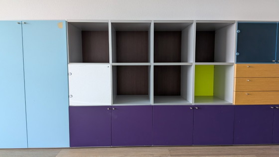 Modulare Aufbewahrungsschrank in mehreren Farben, Kunststoff, Holz, Blau, Modern (Foto 11 von 12)