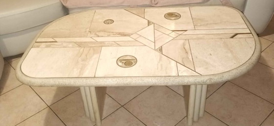 Image 1 of Rare Renato Zevi for FEDAM Coffee Table – 1970s Hollywood Regency – Adjustable Height