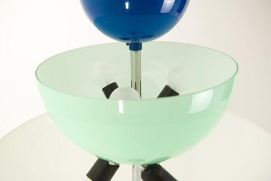 Image 1 of Lámpara de araña/colgante de cristal de Murano estilo Memphis de los años 80, rara - Tre