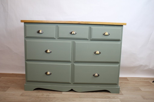 SOLID PINE CHEST OF DRAWERS SAGE GREEN 1980 FRANCE