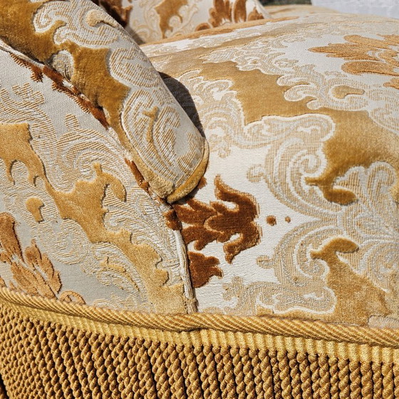 Image 1 of Set of 2 French Vintage Crapaud Seater-golden beige Cocktail Chairs-Lounge Seats-Boudoir Seater-50s