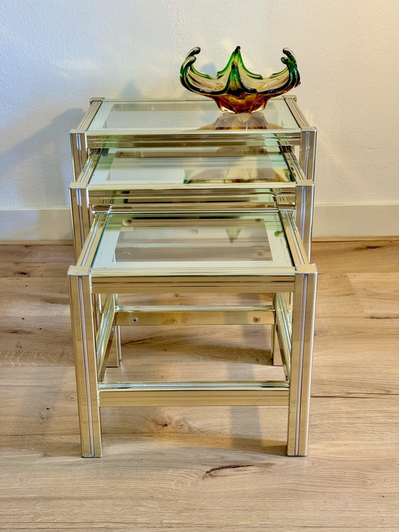 Image 1 of Vintage Italian Design nesting tables in Hollywood Regency style