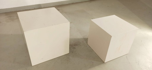 2 vintage wooden display boxes, set