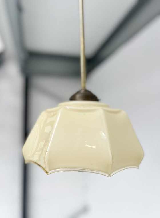 Image 1 of Curved glass Art Deco pendant lamp, 1930s