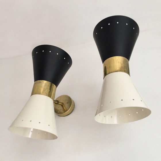 Image 1 of Pair of "diabolo" wall sconces, 1950s design