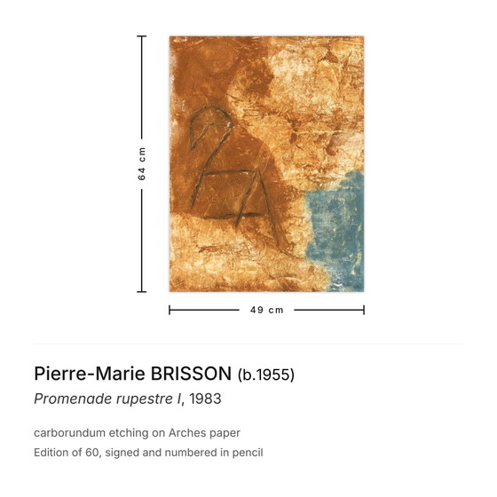 Image 1 of Pierre-Marie BRISSON Promenade rupestre I Signierte Carborundum-Radierung 1983
