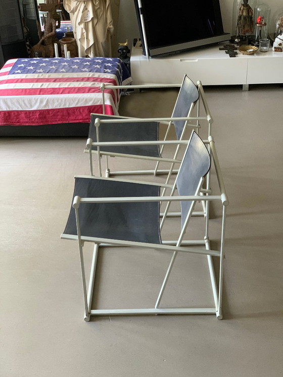 Juego de 2 sillas Cube Pastoe FM60 – Radboud van Beekum – Arnés de cuero gris – Sillones, Leather, Metal (photo 3 of 17)