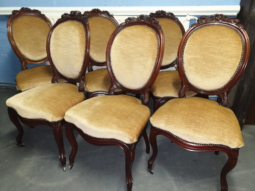 Kopie Van 6 Antique Barok Eetkamer Stoelen