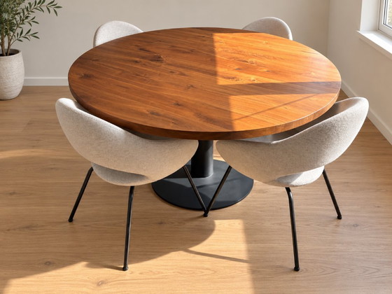 Table Du Sud Round Dining Table 150 Ø - Walnut Wood – Metal (photo 2 of 5)