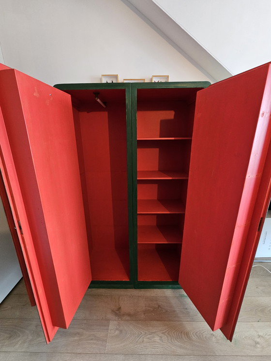 Image 1 of Antieke Gruco kast - deur in deur, deelbaar in 2, handbeschilderd met bloemen